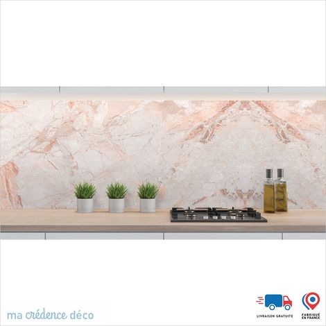 Crédence : Marbre di Canobio - Couleur Rouge beige - Alu composite - 120 - 60 (1/3)