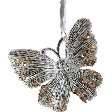 Pendentif En Acrylique - Flocon De Neige Et Papillon - Décoration Arbre De Noël - Transparent - 1 Pièce (1/3)