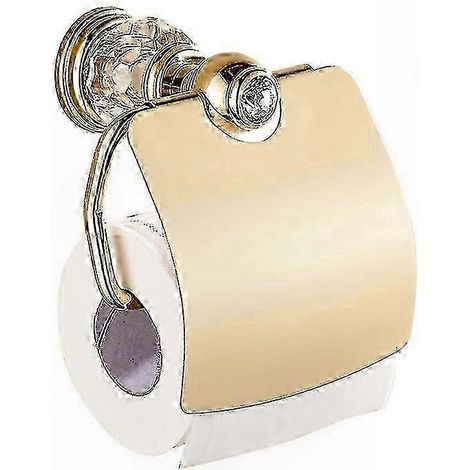 Ensemble d'accessoires de salle de bain en cristal doré - Porte-savon et porte-papier toilette finition laiton