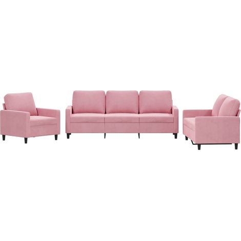 Maison Exclusive - Set di Divani 3 pz con Cuscini rosa in Velluto