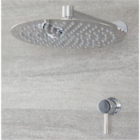 Milano Mirage 1 Outlet Manual Mixer Shower Valve with 300mm Wall Mounted Round Rainfall Shower Head - Chrome (1/5)