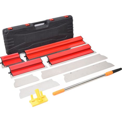Juego de raspadores para masilla, mango ergonómico, piezas de raspado reemplazables, color rojo. (1/2)