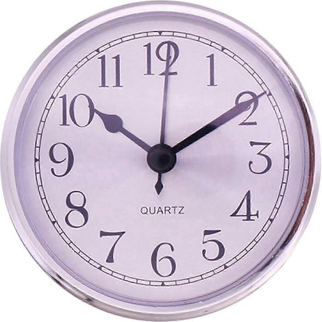 Mini horloge à quartz avec chiffres arabes, mécanisme d'horlogerie rond.-Silver13