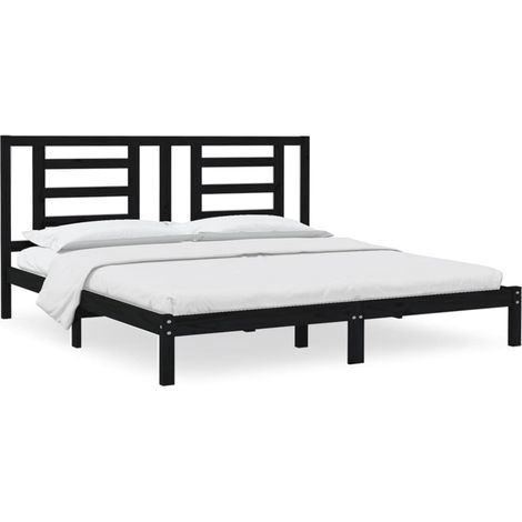 Maison Exclusive - Massivholzbett Schwarz Kiefer 200x200 cm