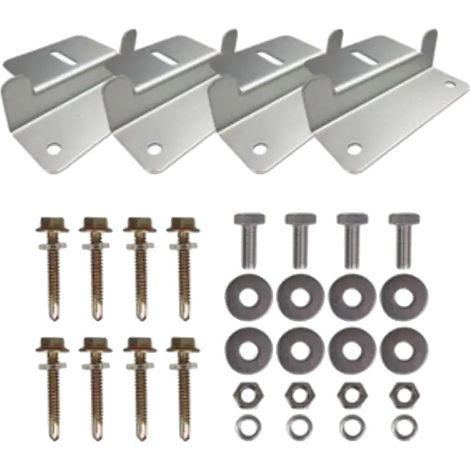 Soporte para panel solar, aluminio, diseño en forma de Z, kit completo, apto para paneles solares estándar, incluye accesorios de montaje. (1/5)
