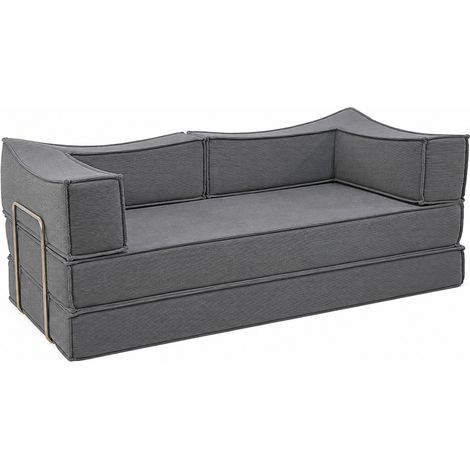 Sofá cama comprimido de 2/3 plazas en pana gris oscuro CAUB (1/5)