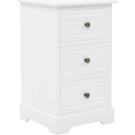 Mesita de noche cómoda mueble de dormitorio MDF y madera de pino 35 x 32 x 59 cm 1402106