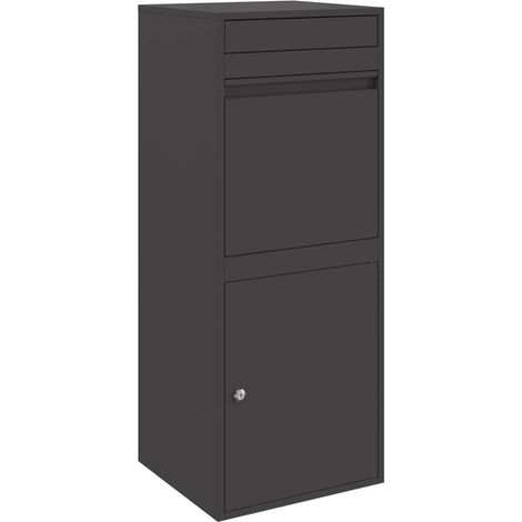 Vidaxl – Boîte aux lettres pour colis avec rangement étanche – Acier noir 47.5 x 38 x 59 cm – Accès facile avec serrure à pêne dormant