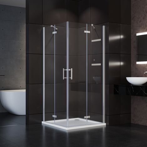 SONNI Duschkabine Eckeinstieg Dusche Scharniertür Duschabtrennung Glas Eckdusche 90x90x195cm 6mm ESG-Sicherheitsglas (1/5)