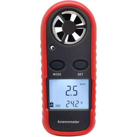Jauge de compteur de vitesse du vent portable anémomètre, anémomètre de température de l'air numérique thermomètre de compteur de vitesse du vent vélomètre CVC (1/5)