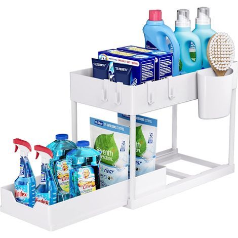 Ensemble de rangement pour évier de cuisine (1 pièce). étagère à 2 niveaux sous évier avec tiroir coulissant