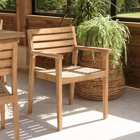 KALLY - Lot de 2 fauteuils de jardin en bois teck (1/5)