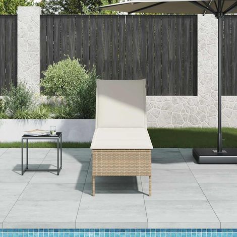 Sonnenliege mit Auflage Beige 55x200x44 cm Poly Rattan vidaXL (1/5)
