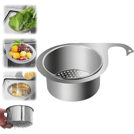 Panier-filtre d'évier en acier inoxydable Swan, panier-filtre multifonctionnel pour évier de cuisine (1 paquet) (1/5)