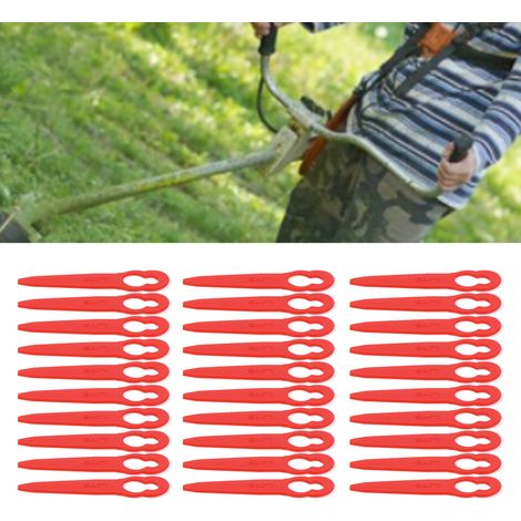 100 pièces de tondeuse à gazon en plastique rouge, coupe-bordures, lame de coupe en plastique, gourde en forme de clé, Stihl PolyCut (1/5)