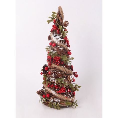 Deko-Weihnachtsbaum mit Weihnachtsschmuck Rattan 40 x 15 cm bunt Weihnachtscharaktere