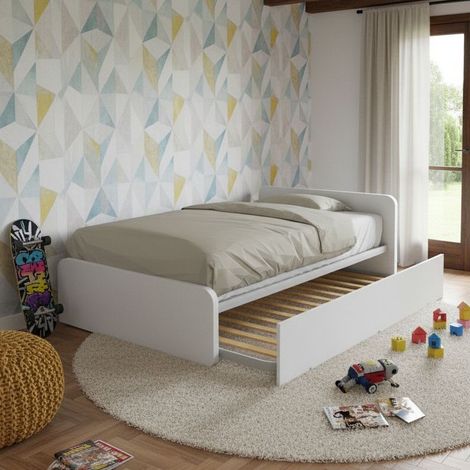 Letto 1 piazza e mezza con letto estraibile - Bianco