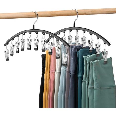 Cintres à pinces pour jupes et pantalons - 10 cintres pour pantalons - Cintres pour vêtements - Cintre pour leggings - Gain de place
