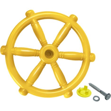 Volant de Jeu Pirate - 1 Pièce - Plastique Jaune - Accessoire Balançoire - Aire de Jeux Extérieure Enfants - 30x5,3 cm (1/5)
