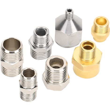 Kit d'adaptateurs pour aérographe professionnel en 7 pièces avec connecteurs BSP 1/8 pouce et 1/4 pouce pour tuyaux d'aérographe à compresseur (1/5)