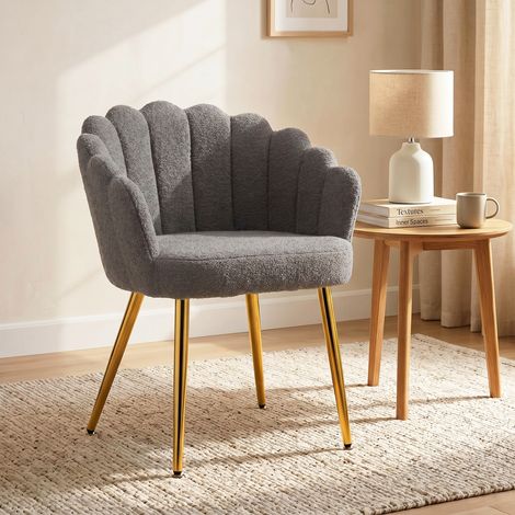 Lounge Chair, Petal-Back with Metal Legs, 61.5 x 56 x 79 cm, Grey (1/5)
