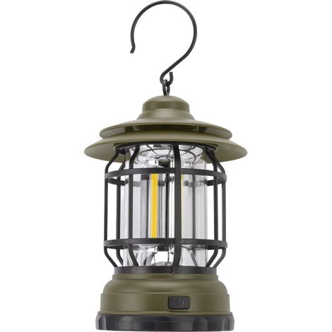 Lampe de camping LED portable, lanterne extérieure rétro multifonction, suspension pour tente, éclairage d'urgence COB, vert (1/5)