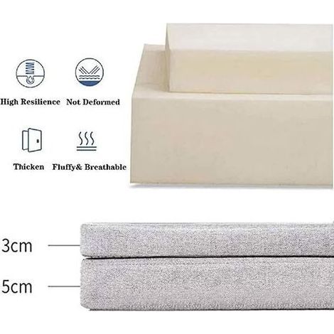Coussin de banc antidérapant, 1, 2 ou 3 places, 100/120/150 cm, pour intérieur ou extérieur, 50 x 50 x 5 cm, gris (1/5)