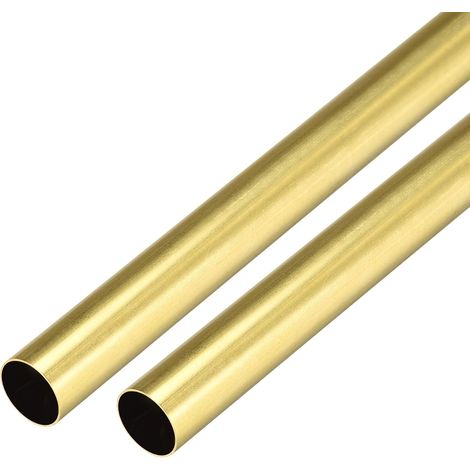 Brass Round Tube 300mm Length 15mm External Diameter 0.5mm Wall Thickness Seamless Straight Tube Pipe 2Pcs (1/4)