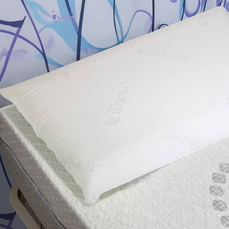 Dmora - Cojín Bresso, Almohada, Reposacabezas acolchado, Cojín dormitorio, Made in Italy, 70x40 h14 cm, Blanco (1/5)