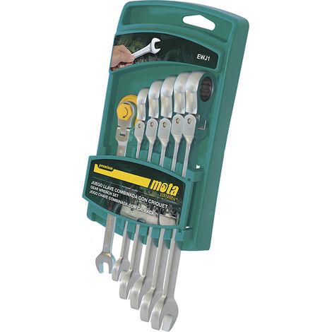 Llave combinada articulada con carraca de 8,10,11,13,14,17 mm, juego 6 piezas (1/2)