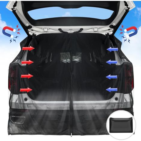 Moustiquaire pour Porte Arrière De Camionnette,Rideaux Pare Soleil pour Hayon Voitures,Voitures Moustiquaire en Maille Noire,Moustiquaire Magnétique pour Caravane,pour Camping-Car,Caravane (1/5)