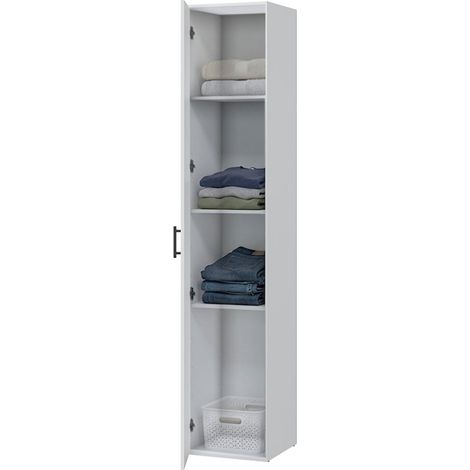 Armario Multiuso 1 Puerta Crucoli, 2 Estantes, 40x206h cm Blanco