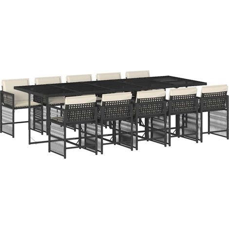 Maison Exclusive - Set de comedor jardín 11 pzas con cojines ratá (1/5)