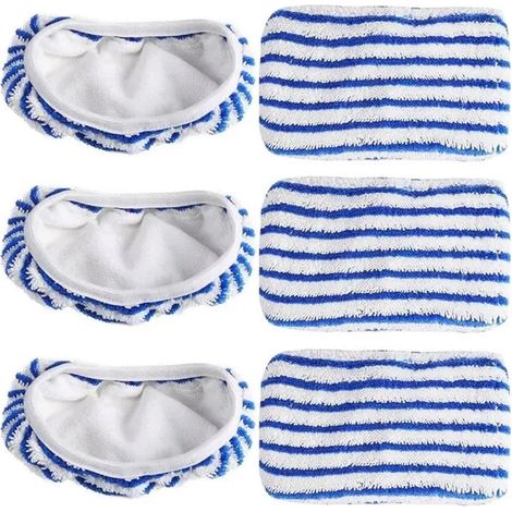 Housses de vadrouille TuseRxln - Tissu torsadé bleu - 6 pièces - Pour nettoyeurs vapeur (1/5)