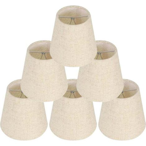 Set mit 6 Tischlampenschirmen – Klemmlampenschirm – Ersatz-Leinenlampenschirm – Kleiner Klemmlampenschirm für den Nachttisch