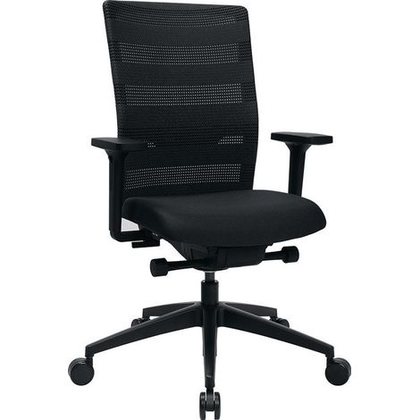 Silla giratoria de oficina con tecnología sincro negra 450-570mm con reposabrazos capacidad 110kg TOPSTAR (1/5)
