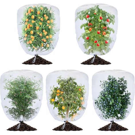 Filet de protection pour plantes de jardin, arbres fruitiers, avec cordon de serrage, 3,3 x 2,7 pieds pour la protection des fruits du jardin (1/5)
