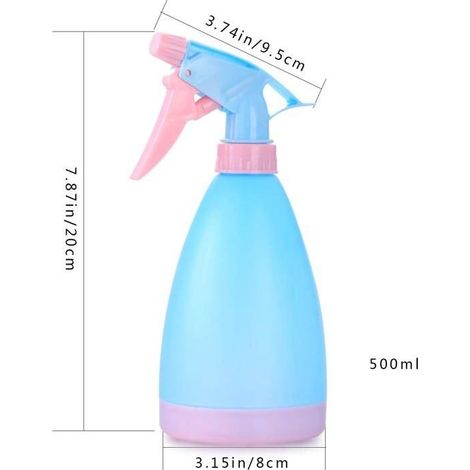 Lot de 2 grands vaporisateurs en plastique pour plantes, 500 ml, flacons pulvérisateurs vides(rose, bleu) (1/5)