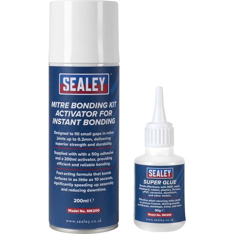 Sealey MK200 Mitre Bonding Kit with Super Glue 50g & Activator 200ml for Instant Bonding