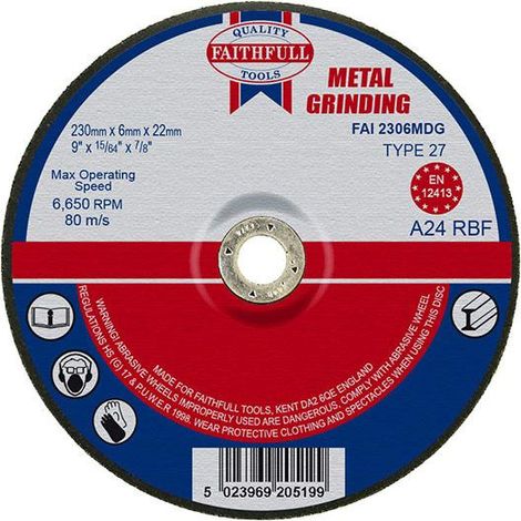 Faithfull Depressed Centre Metal Grinding Disc 230 x 6.4 x 22.23mm FAI2306MDG