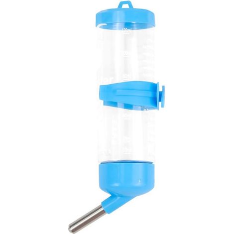 Bottiglia/dispenser d'acqua in plastica per conigli, criceti e piccoli animali (blu) (1/3)
