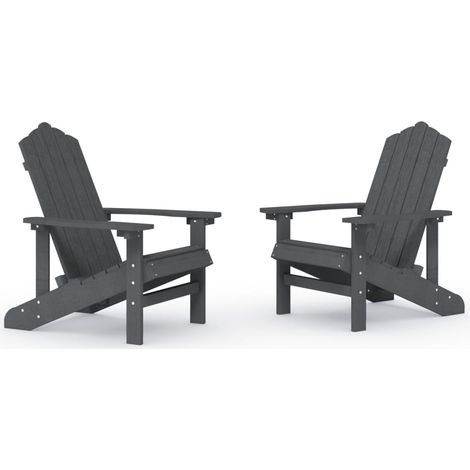 Lot de 2 Chaises d'extérieur - Chaises de jardin Adirondack PEHD Anthracite fr1980 - Maison La Vie (1/5)