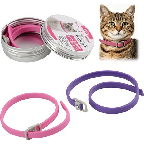 Collier Antiparasitaire pour Chats avec Huiles Essentielles Naturelles, Étanche et Ajustable - Lot de 2 Colliers pour Chatons et Chats Adultes - Protection Jusqu’à 16 Mois Contre Les Infections (1/5)