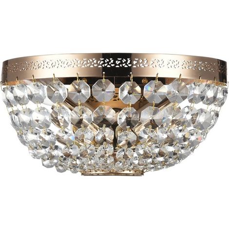 Ottilia Applique Murale Flush Or & Cristal, 2 Lumières, E14 (1/3)