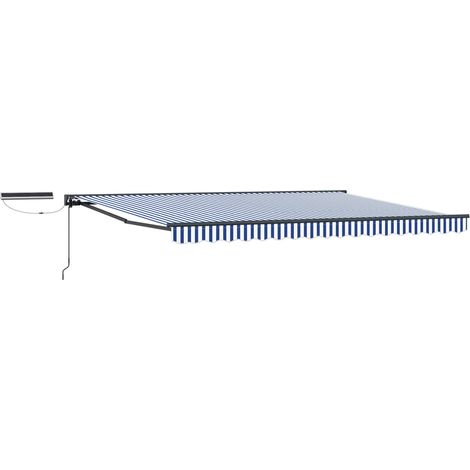 Electric Retractable Awning Blue, White and Anthracite 4 x 3 m vidaXL