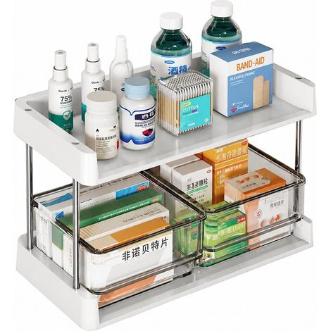 Boîte de rangement pour sachets de thé à plusieurs niveaux, étagère de rangement pour capsules de café et collations pour comptoir, haute, 2 niveaux (2 petites boîtes) (1/5)