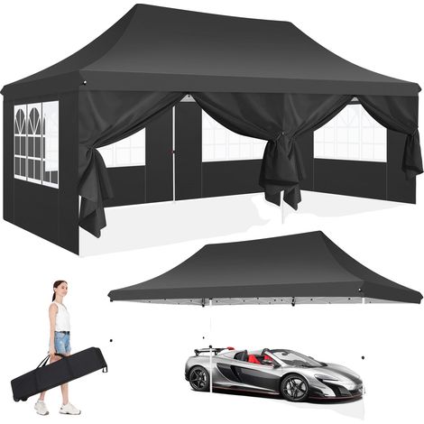 Tente Canopy, Tissu Imperméable, Protection UV, noir (1/2)