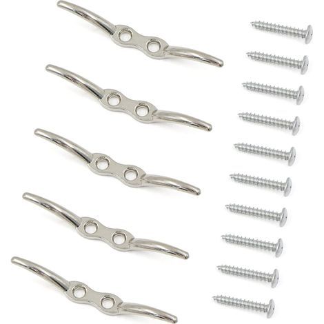 Cornamusas de amarre, gancho ciego, mástil, 5 piezas, acero inoxidable, abrazadera para cable, gancho para asta de bandera, cornamusa de amarre, accesorios para cornamusas de barco, tornillos de monta (1/5)