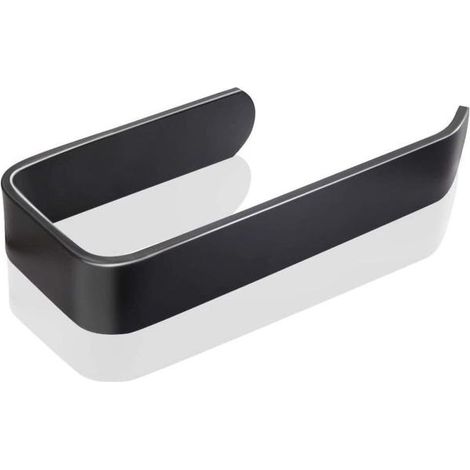 Porte papier toilette noir en aluminium, support mural sans perçage pour WC (1/5)