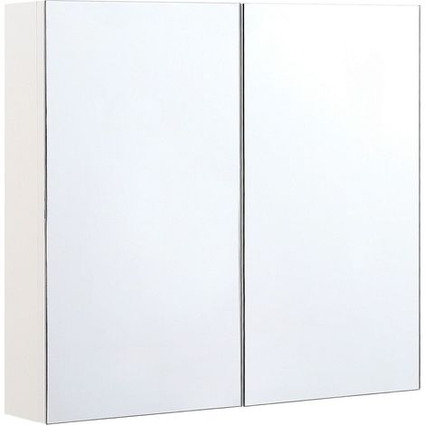 Bathroom Wall Mounted Mirror Cabinet NAVARRA 80 cm 70 cm White (1/5)